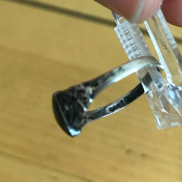 Marquise Abalone Shell Ring Vintage 90s 925 Silver Size 5 - Picture 5 of 10